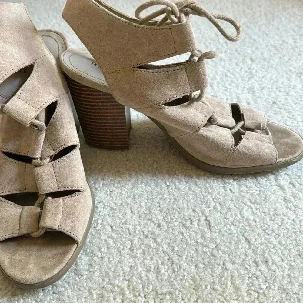 tan suede lace up heels